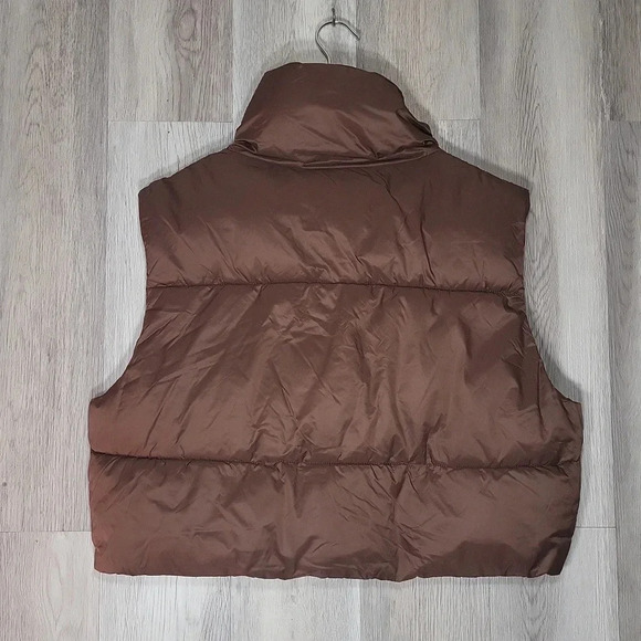 🛍Brown Puffer Vest Drawstring Waist Zippered Womens Size XL - Picture 2 of 6
